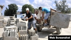 Grupo de personas colaboran para construir sus viviendas